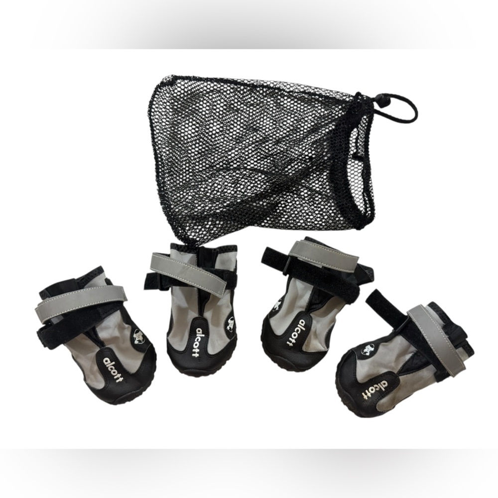 Alcott Dog Adventure Boot Shoes Reflective Black/Gray Set SzMed